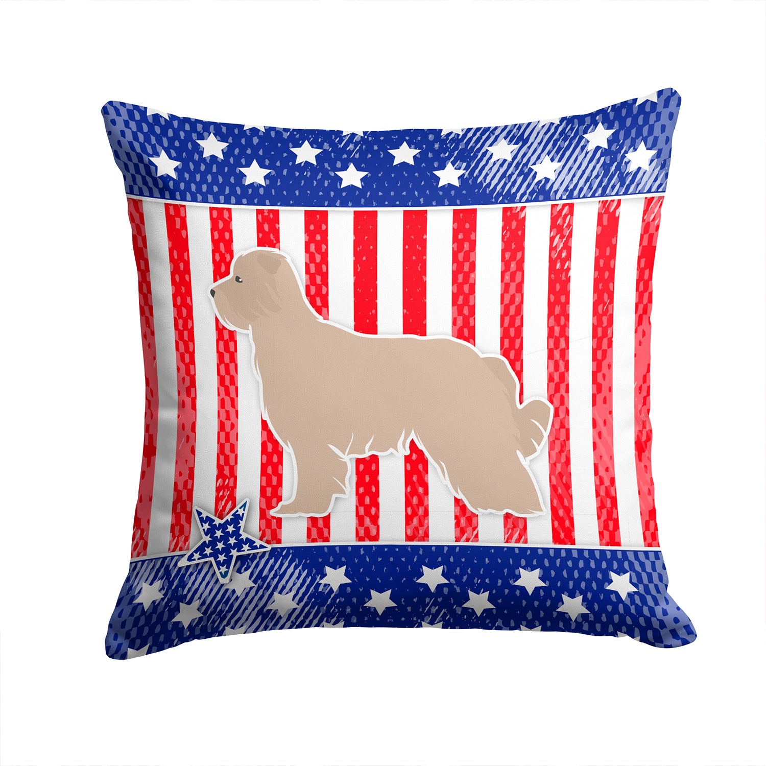 USA Patriotic Pyrenean Shepherd Fabric Decorative Pillow BB3318PW1414 - the-store.com