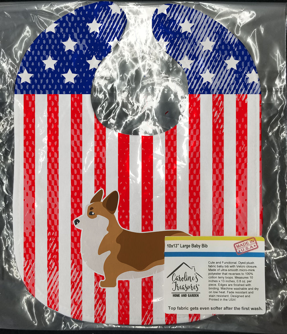 USA Patriotic Corgi Baby Bib BB3320BIB - the-store.com