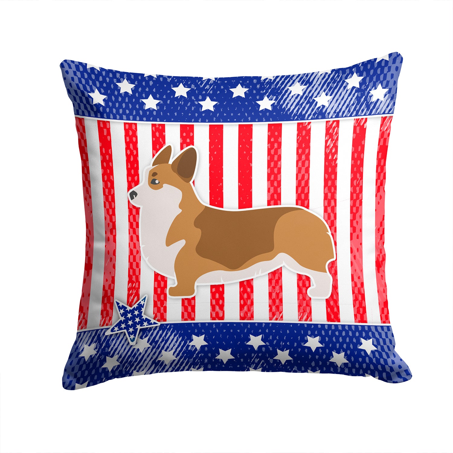 USA Patriotic Corgi Fabric Decorative Pillow BB3320PW1414 - the-store.com