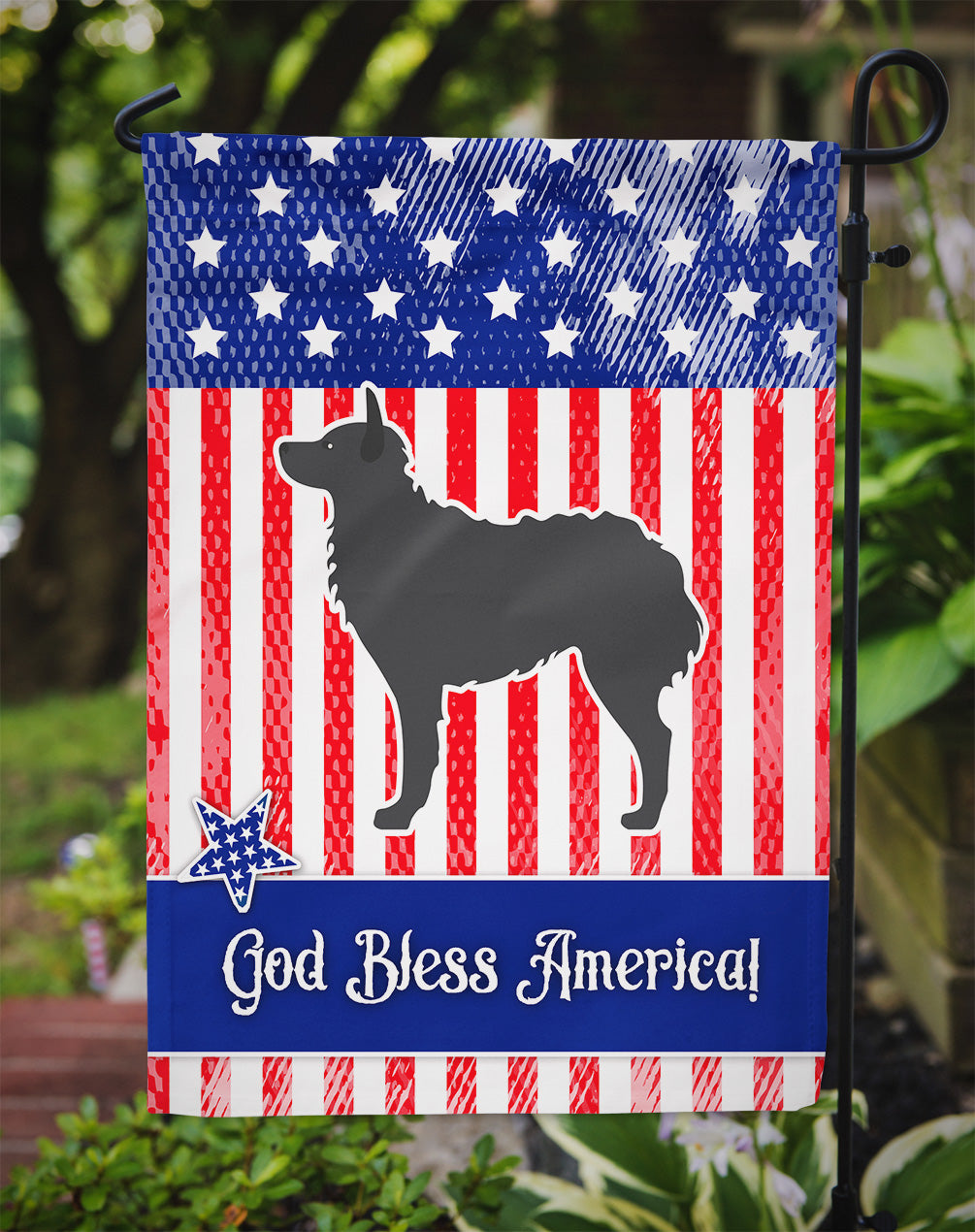 USA Patriotic Croatian Sheepdog Flag Garden Size BB3321GF  the-store.com.