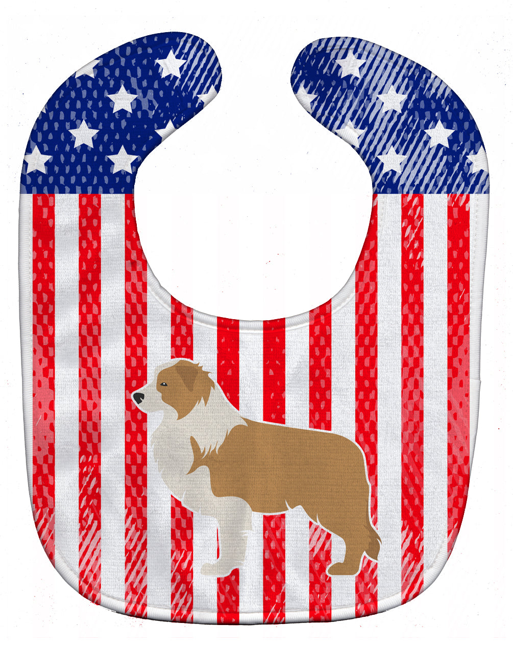 USA Patriotic Red Border Collie Baby Bib BB3322BIB - the-store.com