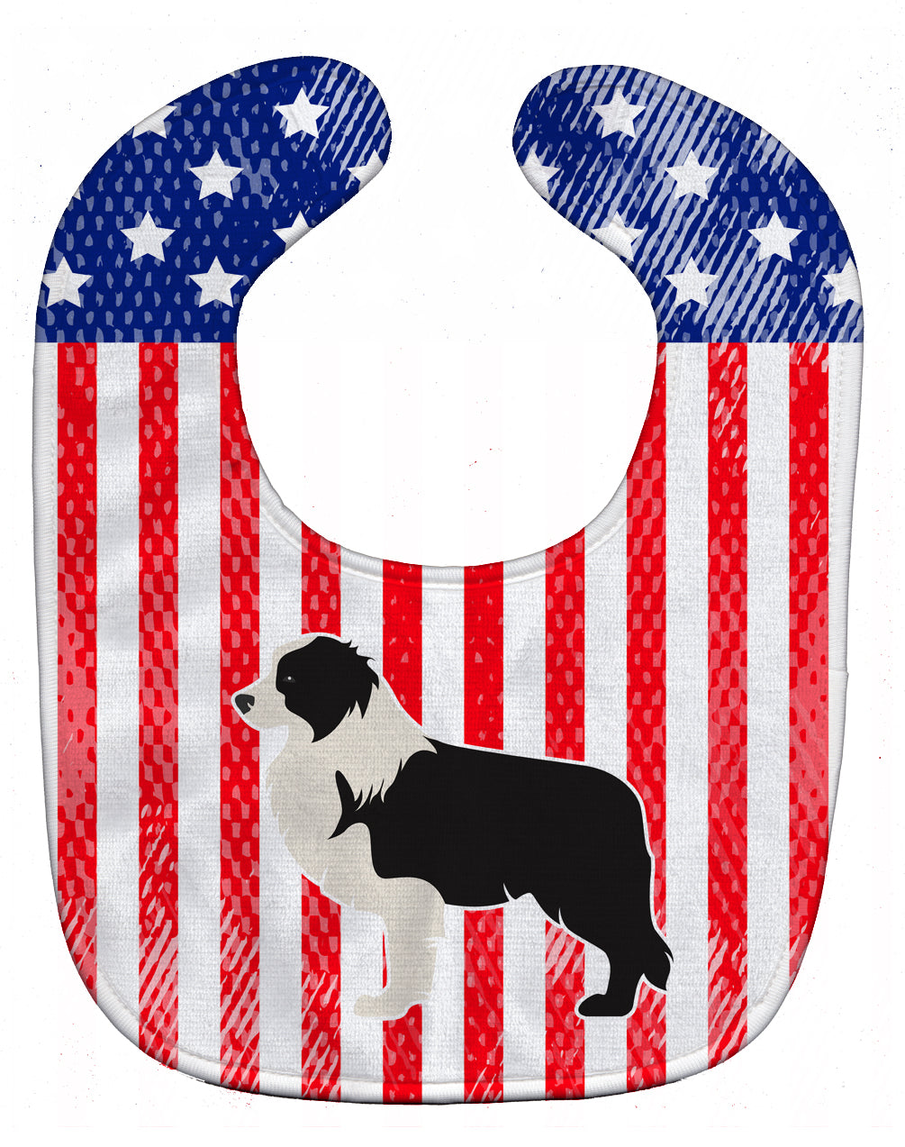 USA Patriotic Black Border Collie Baby Bib BB3323BIB - the-store.com