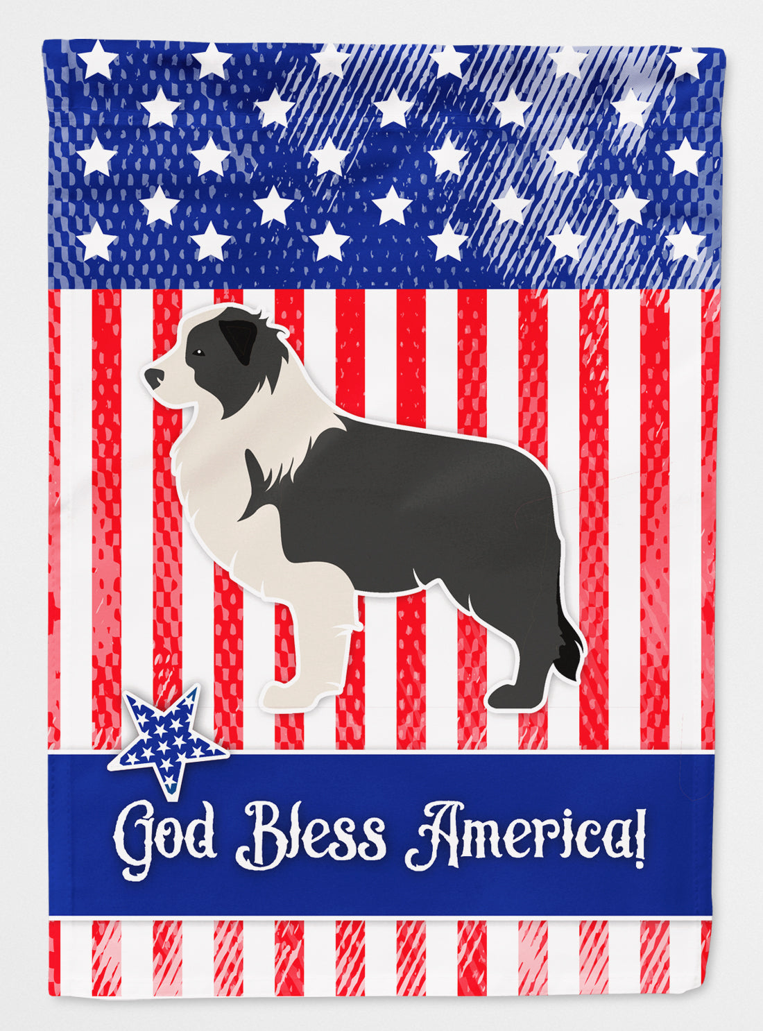 USA Patriotic Black Border Collie Flag Canvas House Size BB3323CHF  the-store.com.