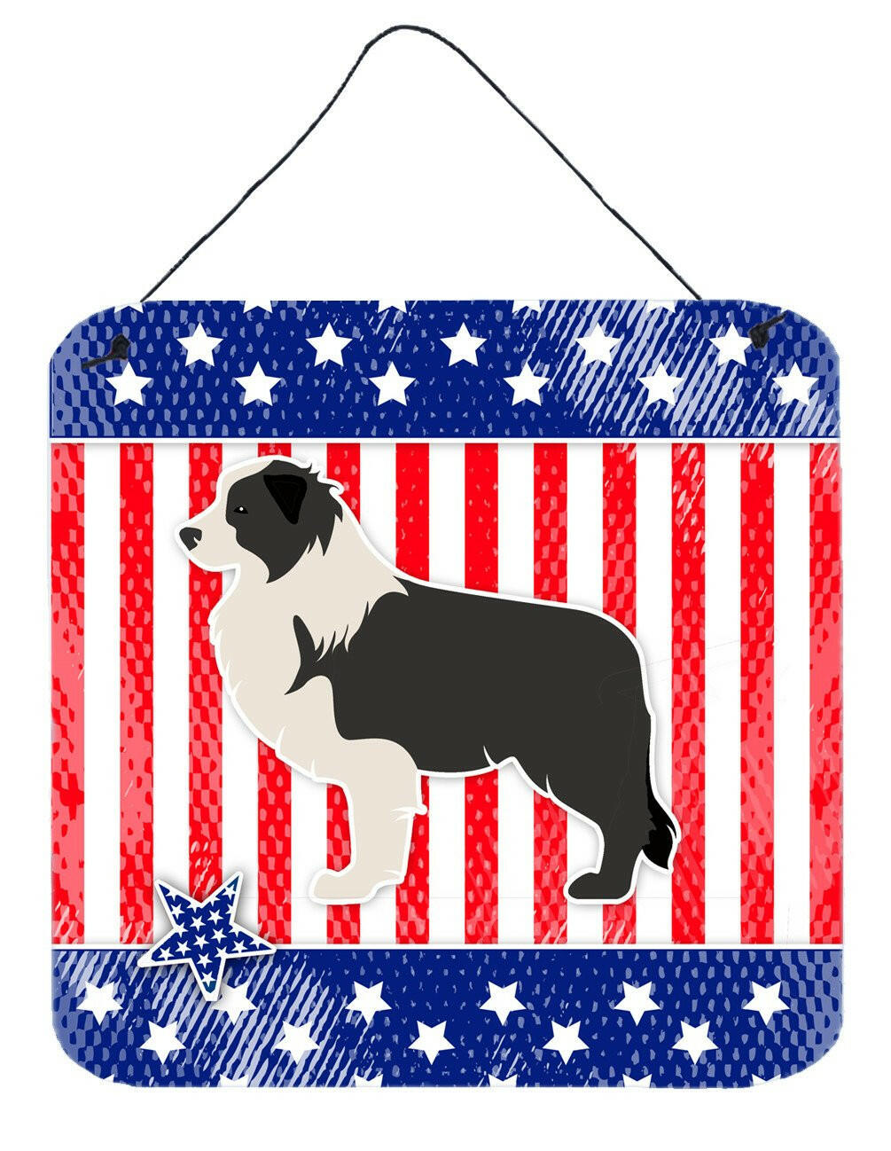 USA Patriotic Black Border Collie Wall or Door Hanging Prints BB3323DS66 by Caroline&#39;s Treasures