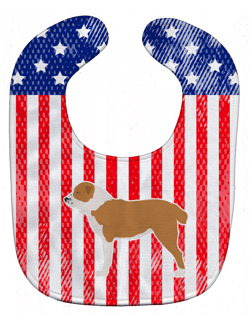 USA Patriotic Central Asian Shepherd Dog Baby Bib BB3328BIB - the-store.com