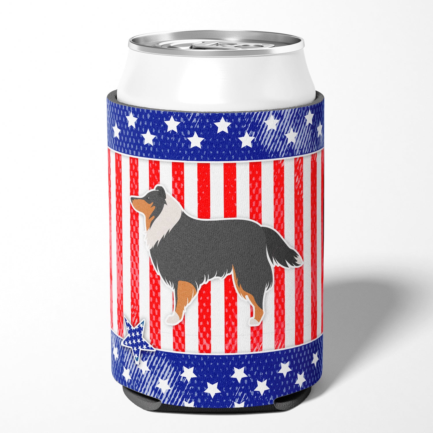 USA Patriotic Sheltie/Shetland Sheepdog Can or Bottle Hugger BB3330CC  the-store.com.