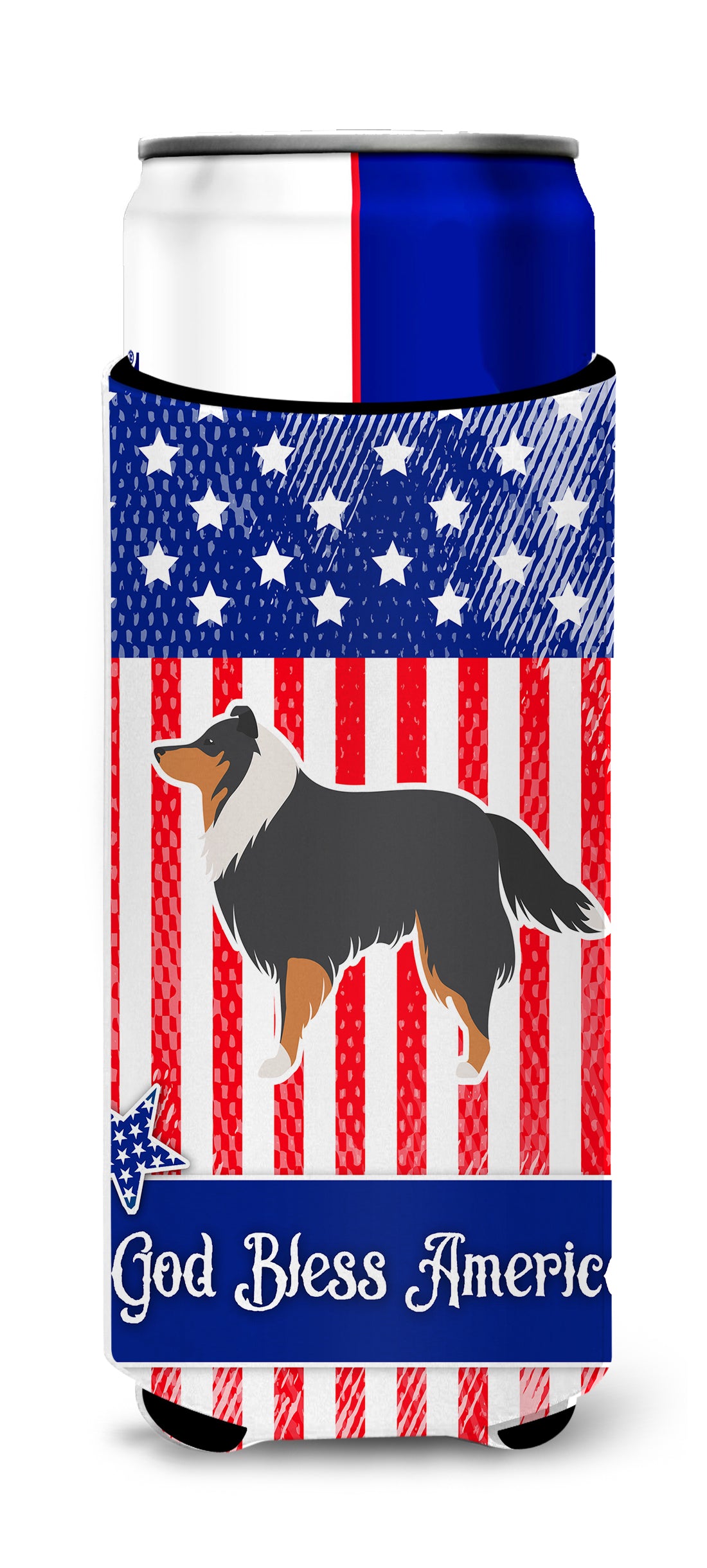 USA Patriotic Sheltie/Shetland Sheepdog  Ultra Hugger for slim cans BB3330MUK  the-store.com.