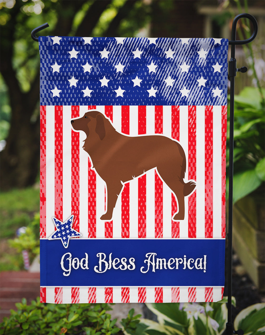 USA Patriotic Portuguese Sheepdog Dog Flag Garden Size BB3331GF  the-store.com.