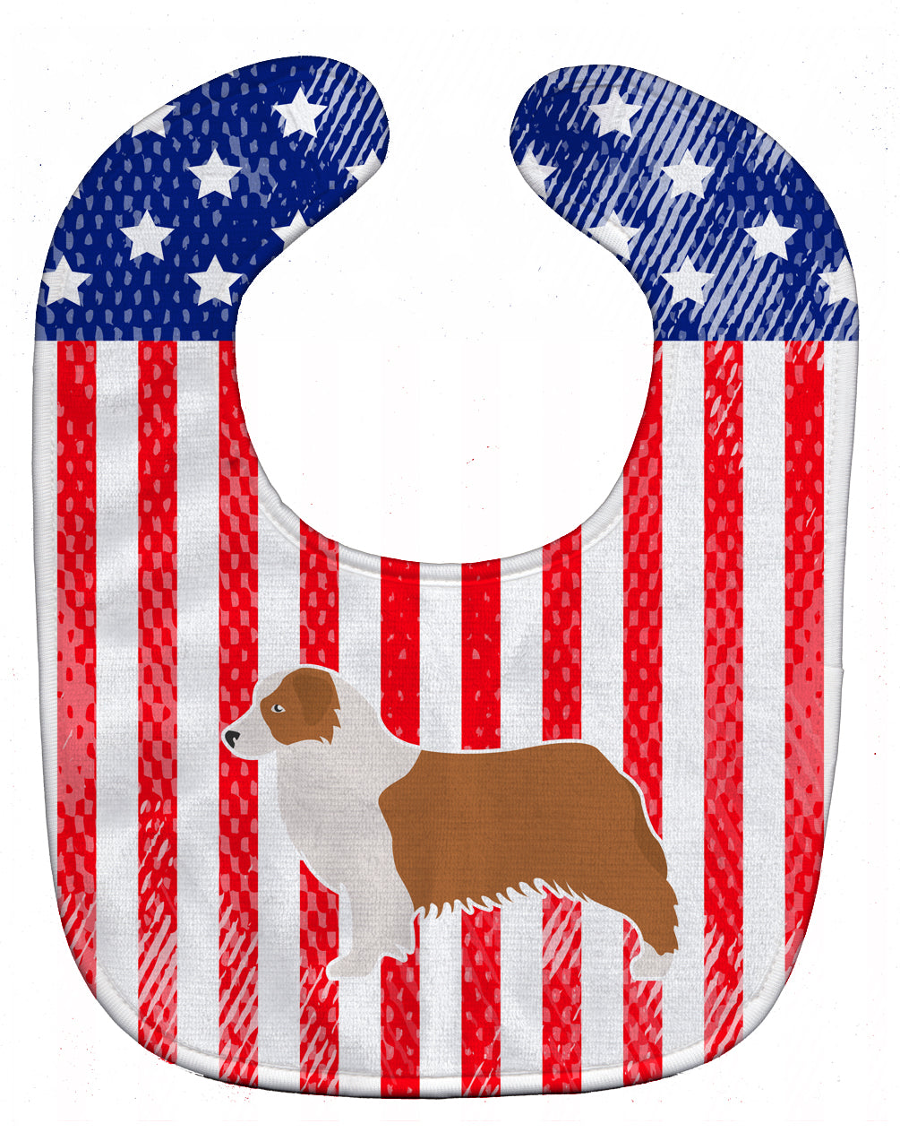 USA Patriotic Australian Shepherd Dog Baby Bib BB3333BIB - the-store.com