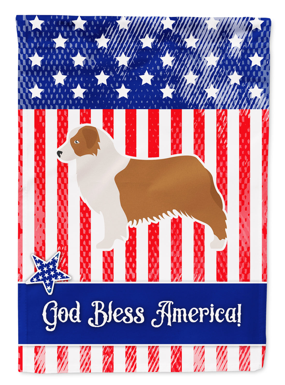 USA Patriotic Australian Shepherd Dog Flag Garden Size BB3333GF  the-store.com.