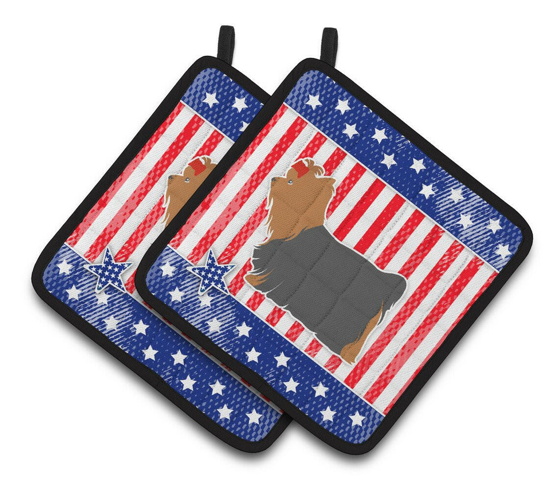 USA Patriotic Yorkshire Terrier Yorkie Pair of Pot Holders BB3334PTHD by Caroline&#39;s Treasures