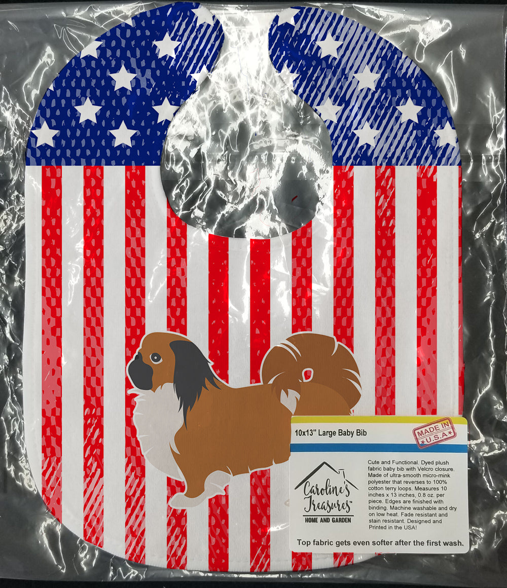 USA Patriotic Pekingese Baby Bib BB3338BIB - the-store.com