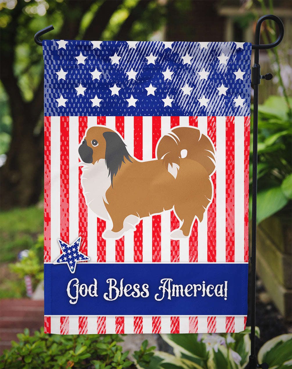 USA Patriotic Pekingese Flag Garden Size BB3338GF  the-store.com.