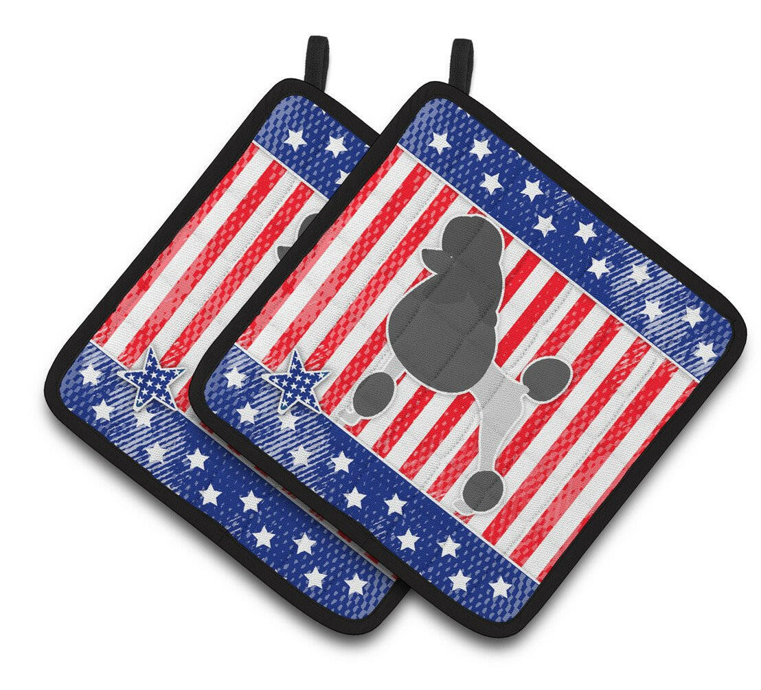 USA Patriotic Poodle Pair of Pot Holders BB3339PTHD by Caroline's Treasures