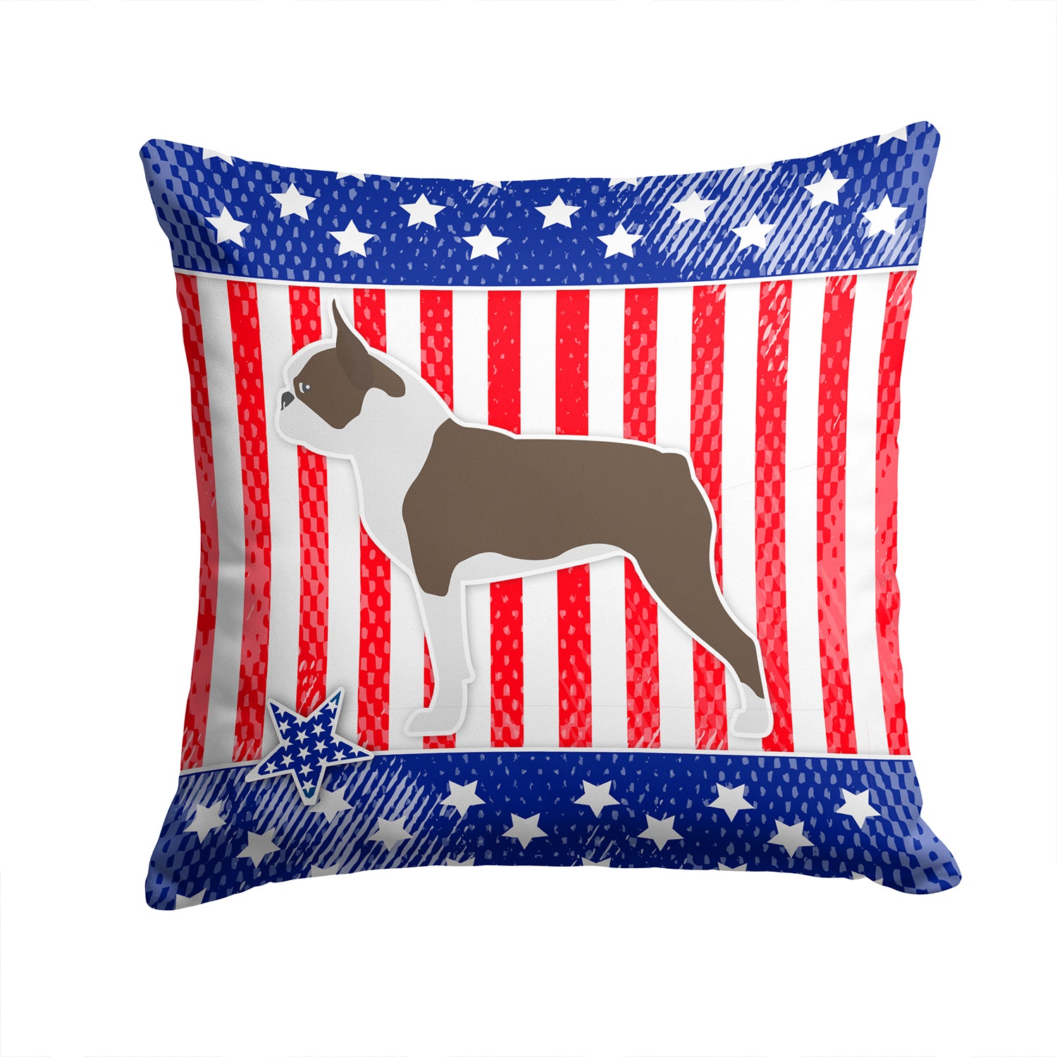 USA Patriotic Boston Terrier Fabric Decorative Pillow BB3344PW1414 - the-store.com