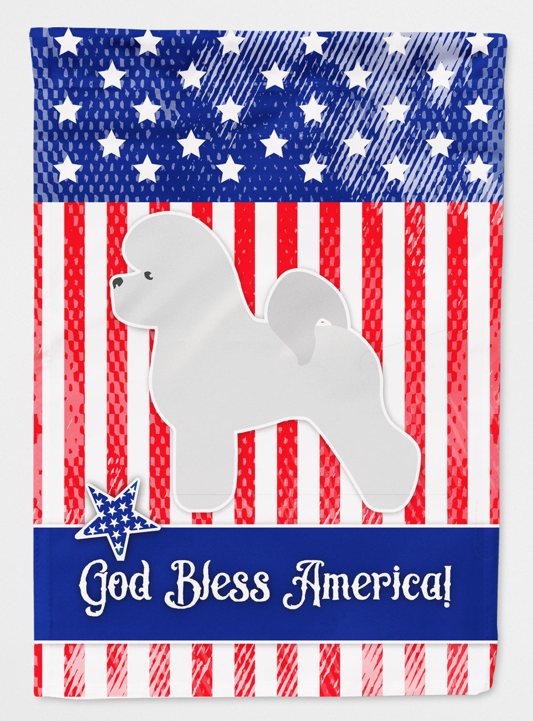 USA Patriotic Bichon Frise Flag Canvas House Size BB3345CHF  the-store.com.