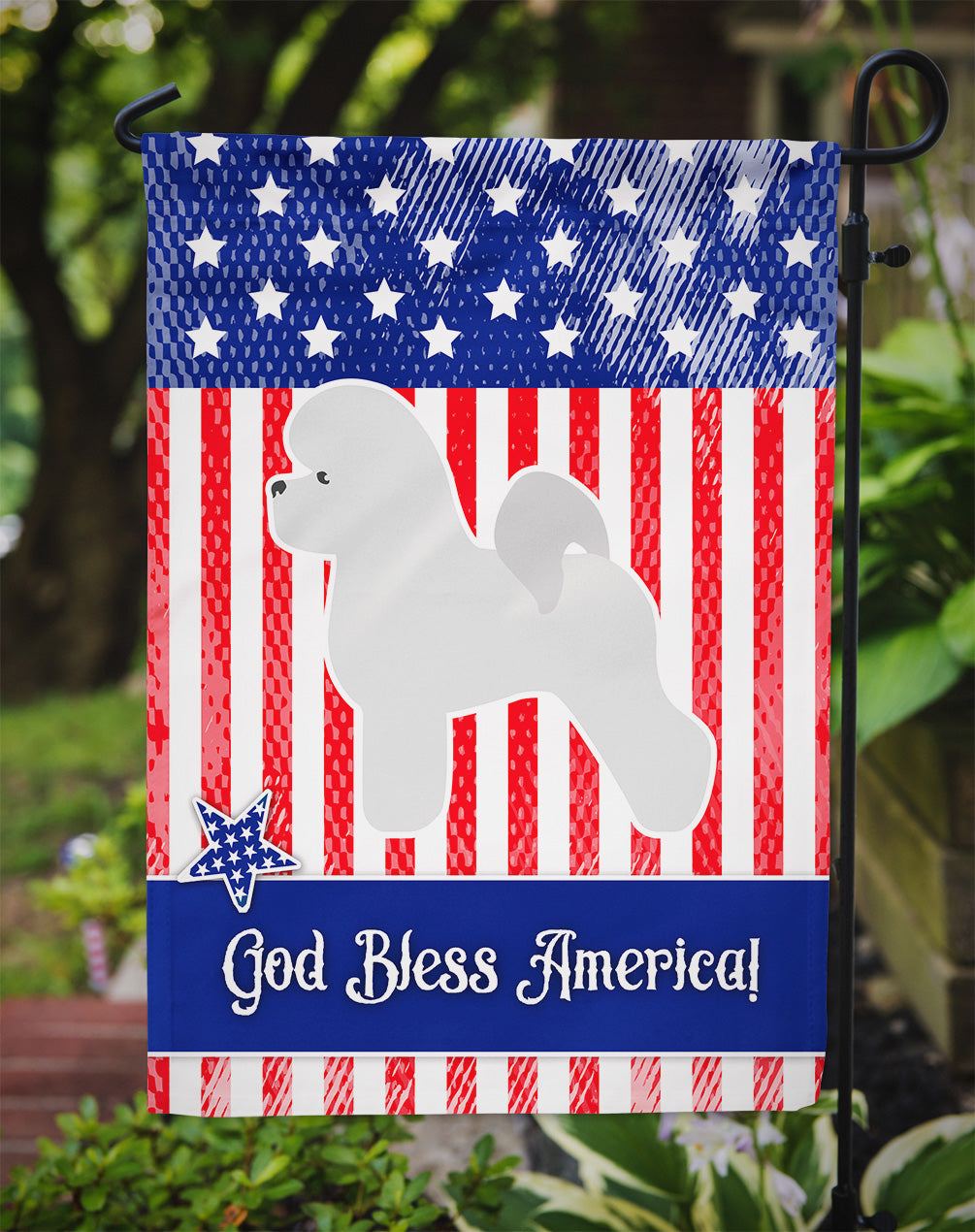 USA Patriotic Bichon Frise Flag Garden Size BB3345GF  the-store.com.