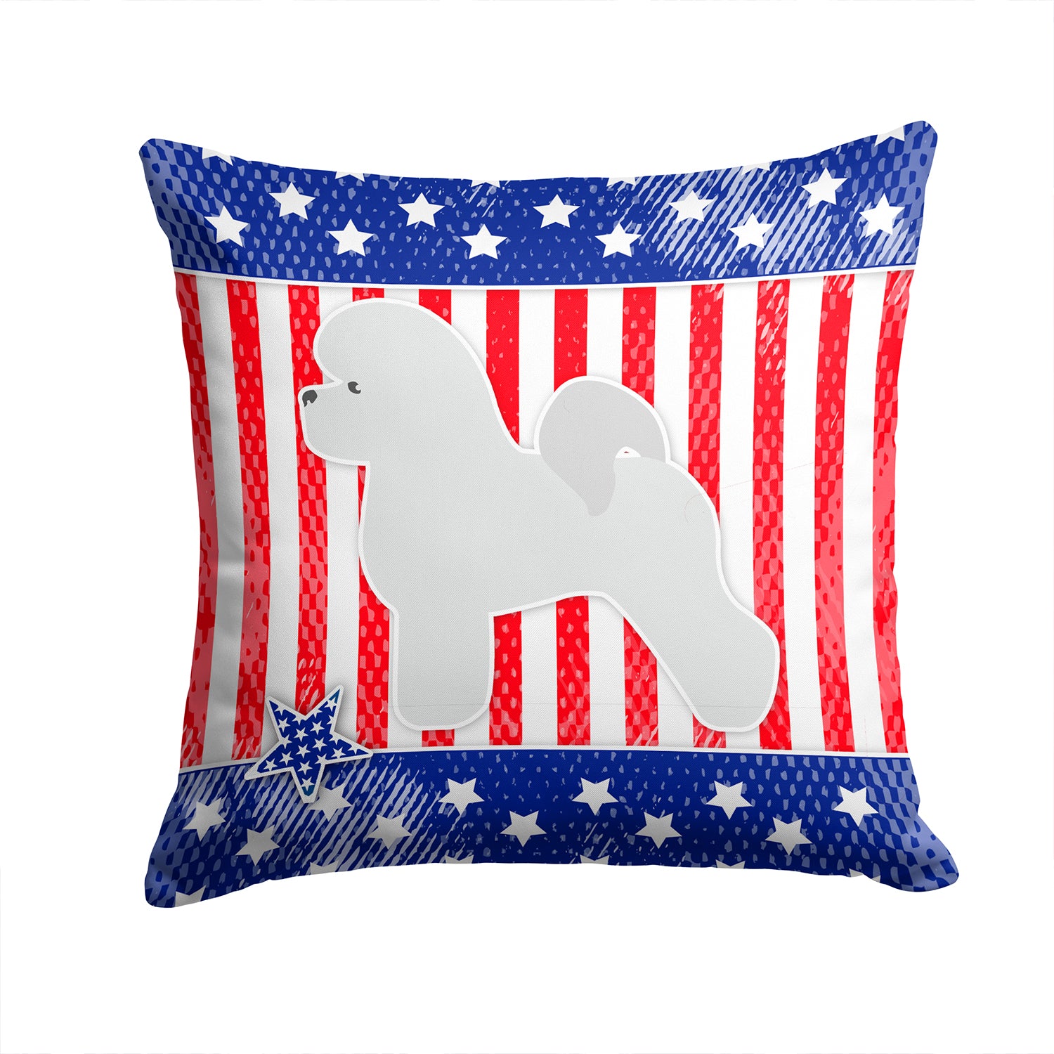 USA Patriotic Bichon Frise Fabric Decorative Pillow BB3345PW1414 - the-store.com