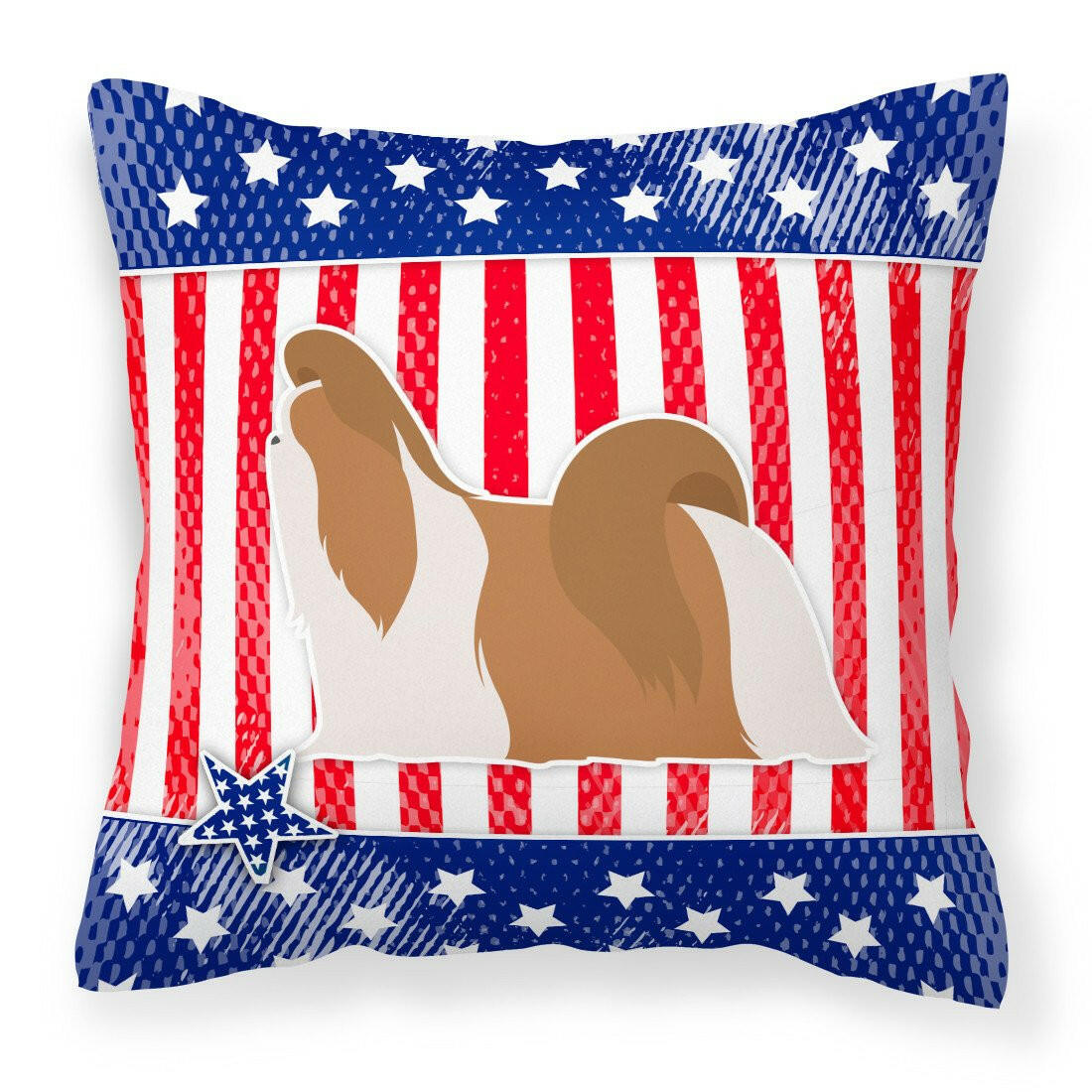 USA Patriotic Shih Tzu Fabric Decorative Pillow BB3346PW1818 by Caroline&#39;s Treasures
