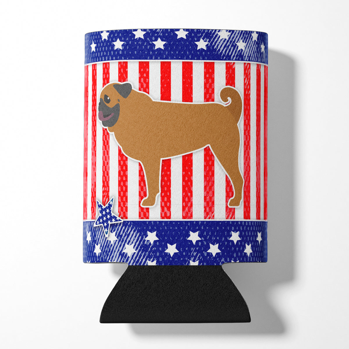 USA Patriotic Pug Can or Bottle Hugger BB3347CC  the-store.com.