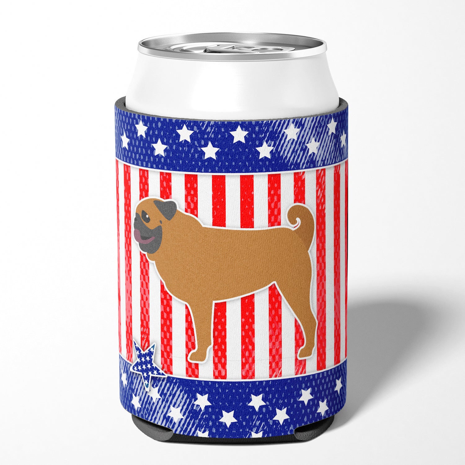 USA Patriotic Pug Can or Bottle Hugger BB3347CC  the-store.com.