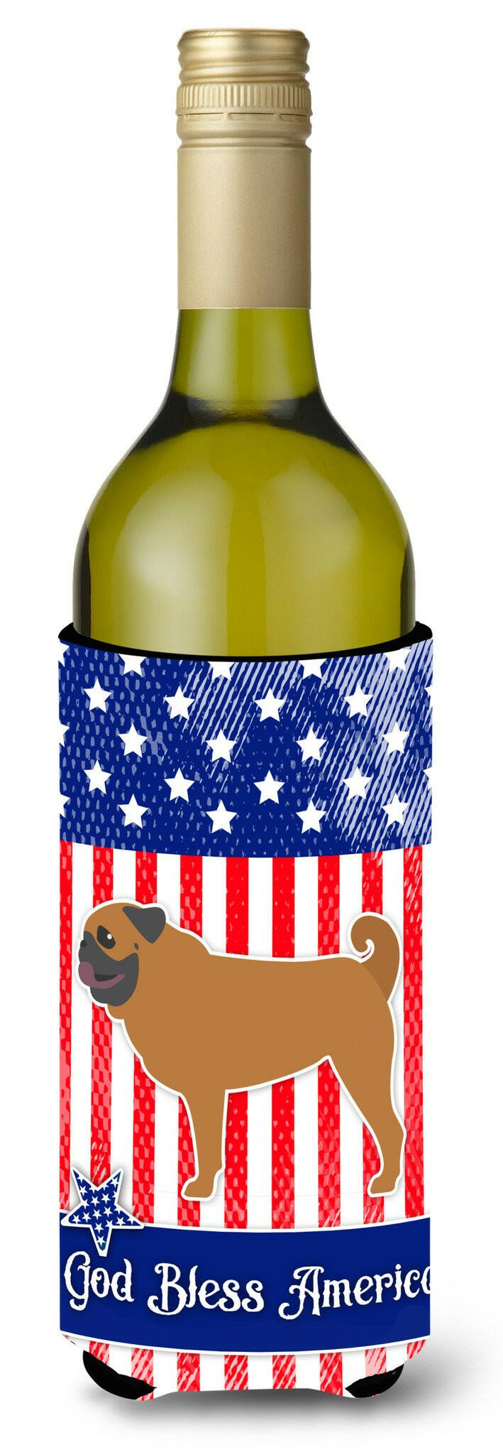 USA Patriotic Pug Wine Bottle Beverge Insulator Hugger BB3347LITERK by Caroline&#39;s Treasures