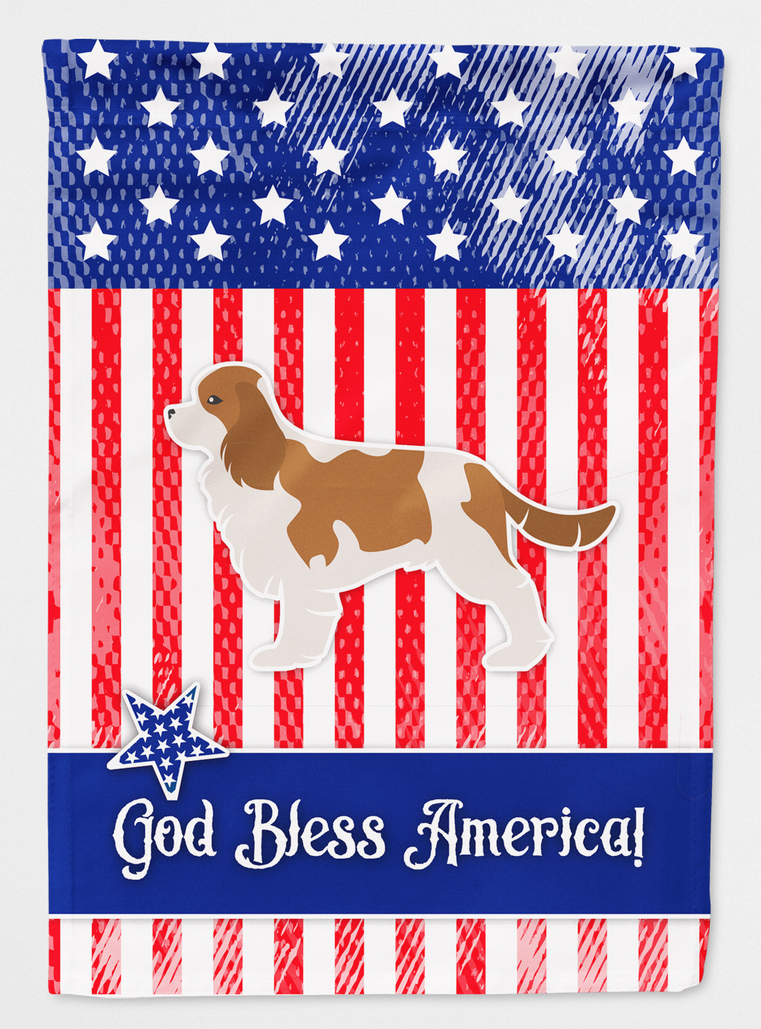 USA Patriotic Cavalier King Charles Spaniel Flag Canvas House Size BB3349CHF  the-store.com.