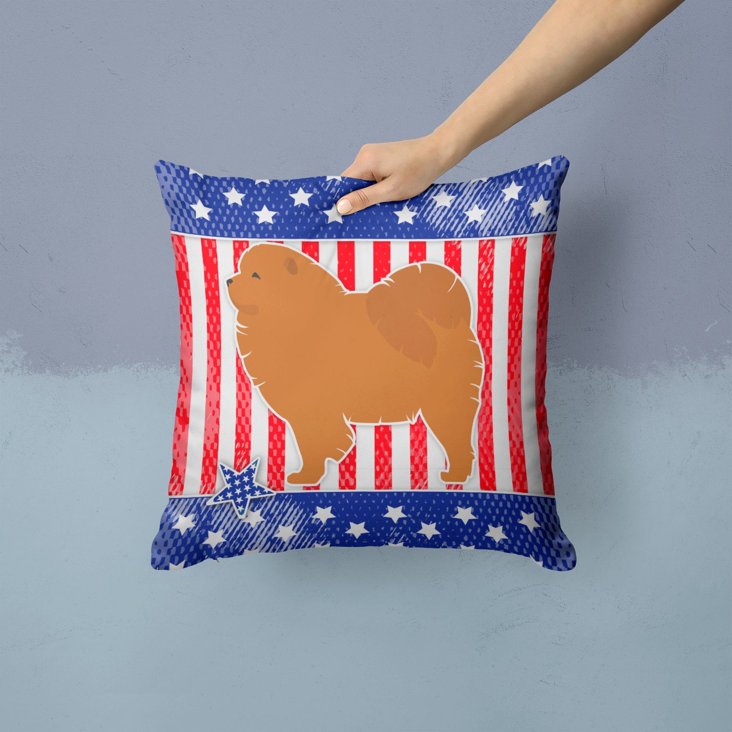 USA Patriotic Chow Chow Fabric Decorative Pillow BB3351PW1414 - the-store.com