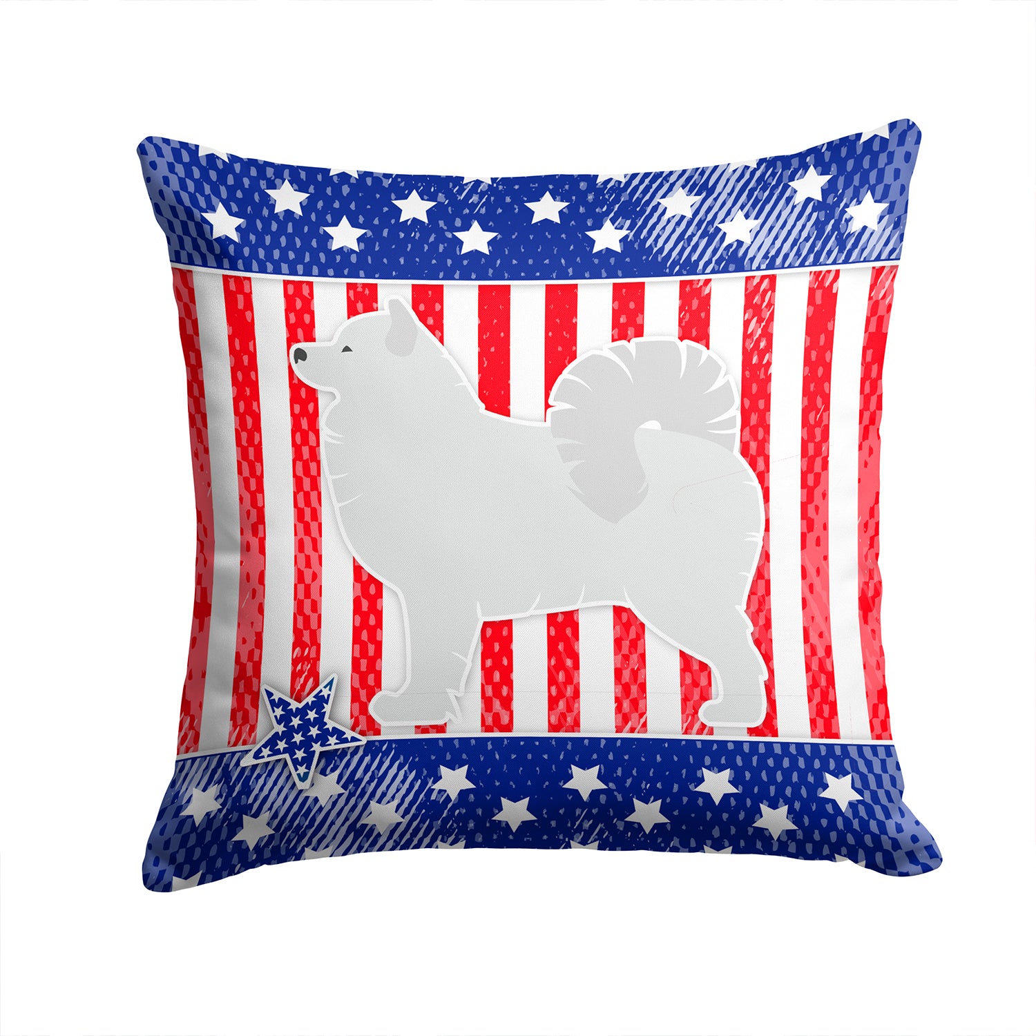 USA Patriotic Samoyed Fabric Decorative Pillow BB3359PW1414 - the-store.com