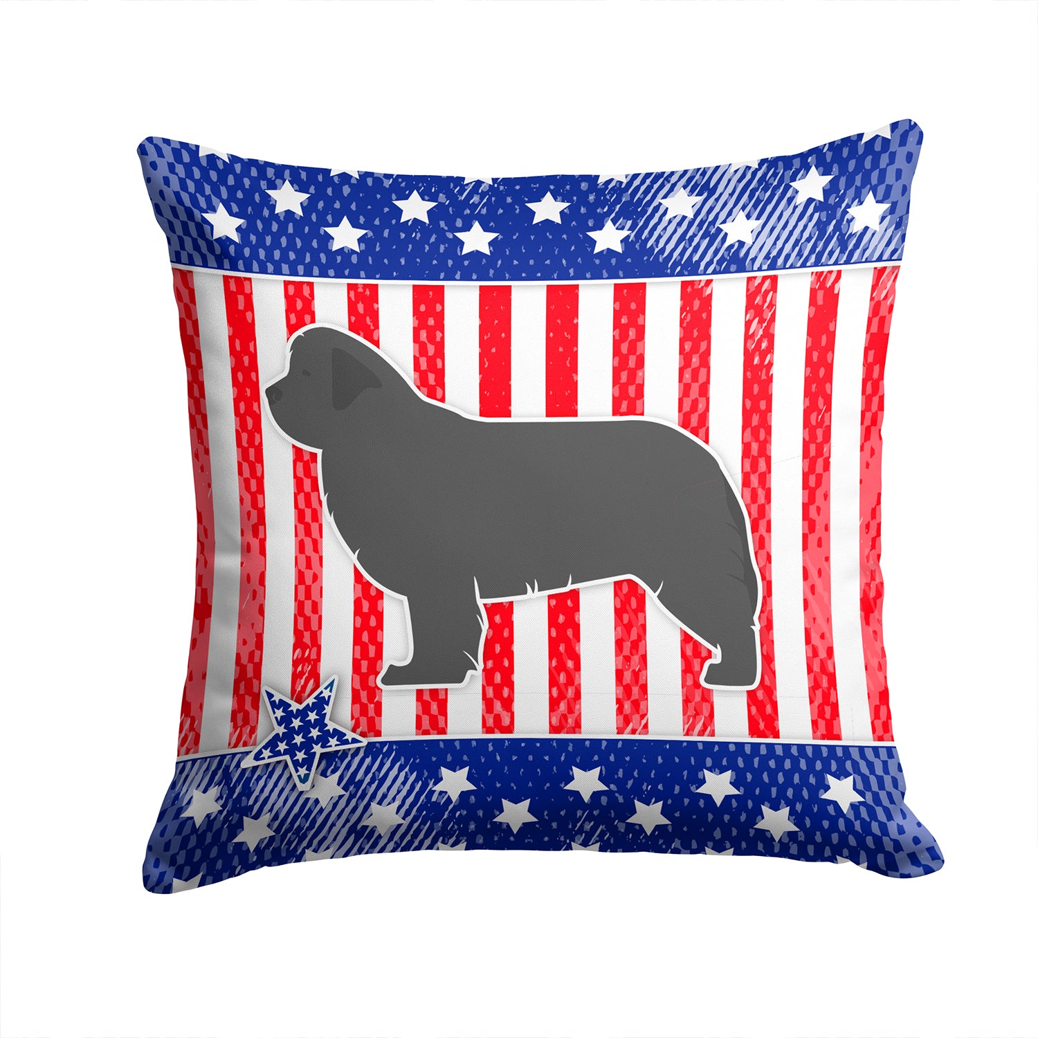 USA Patriotic Newfoundland Fabric Decorative Pillow BB3364PW1414 - the-store.com