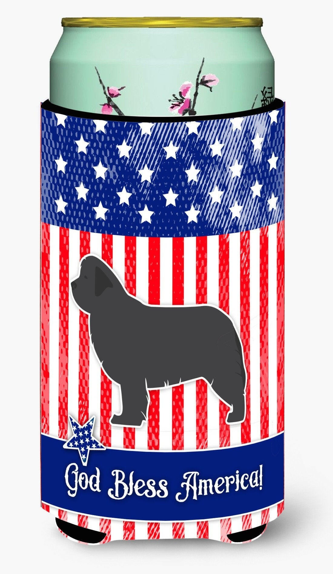 USA Patriotic Newfoundland Tall Boy Beverage Insulator Hugger BB3364TBC by Caroline&#39;s Treasures