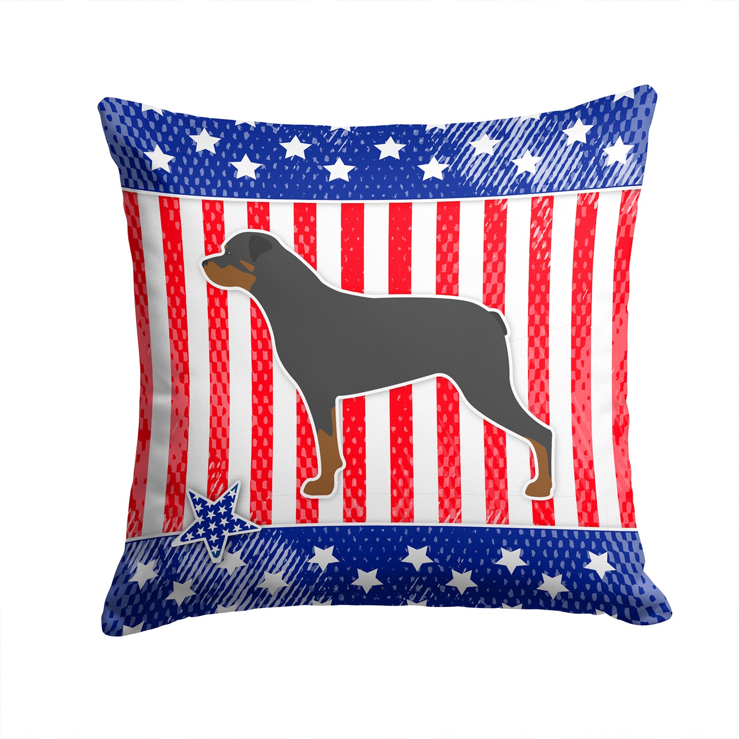 USA Patriotic Rottweiler Fabric Decorative Pillow BB3366PW1414 - the-store.com