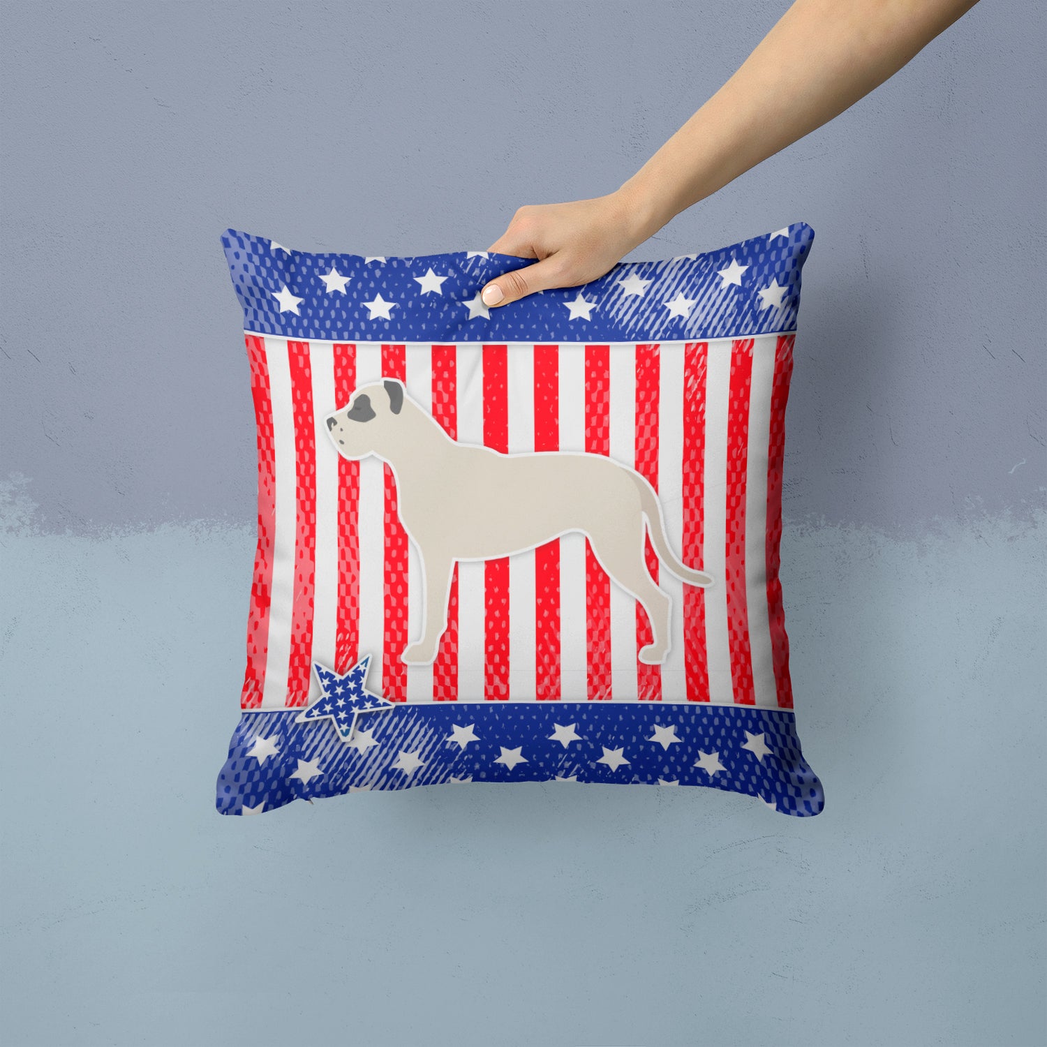 USA Patriotic Dogo Argentino Fabric Decorative Pillow BB3367PW1414 - the-store.com