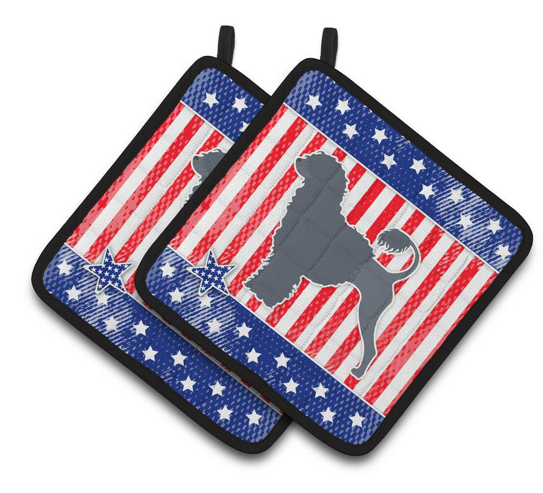 USA Patriotic Portuguese Water Dog Pair of Pot Holders BB3368PTHD by Caroline's Treasures