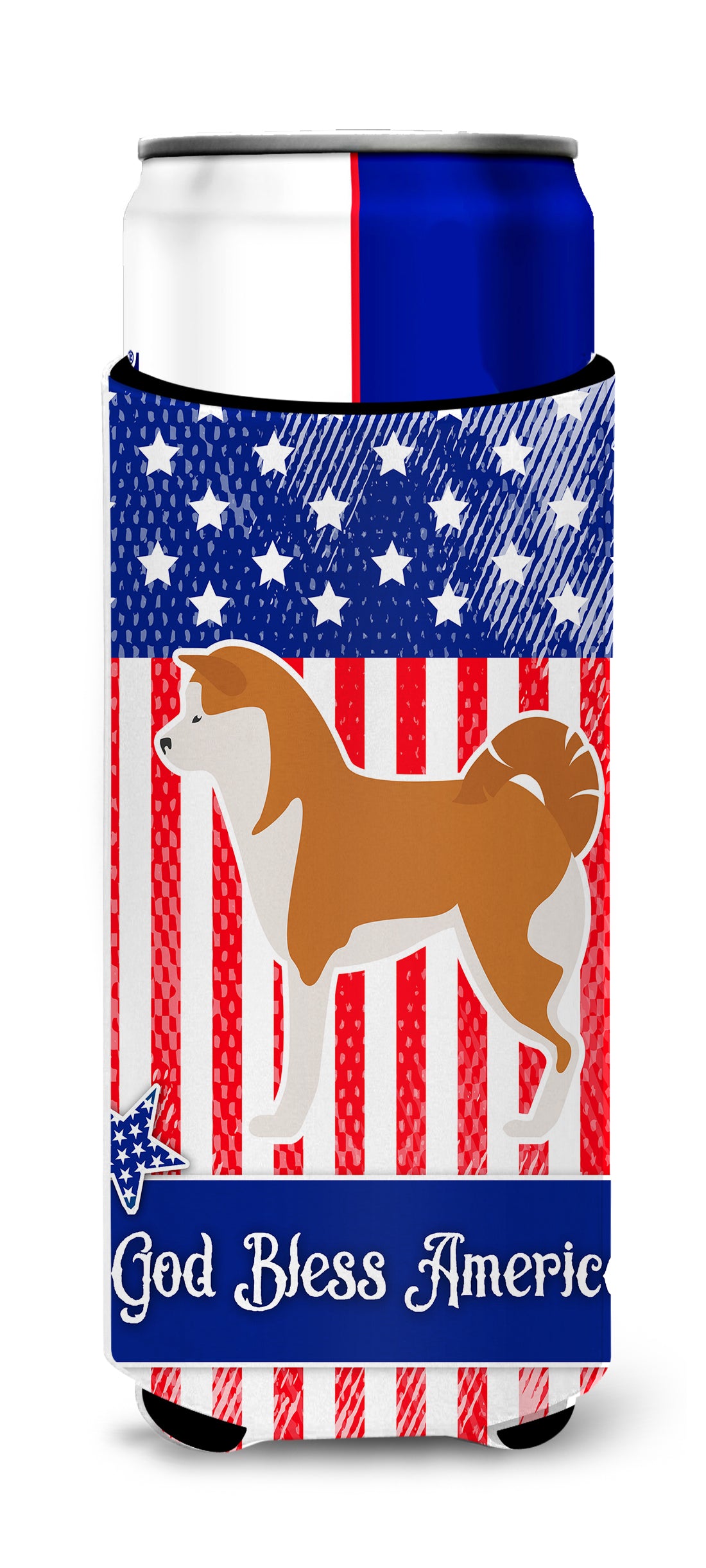 USA Patriotic Akita  Ultra Hugger for slim cans BB3372MUK  the-store.com.