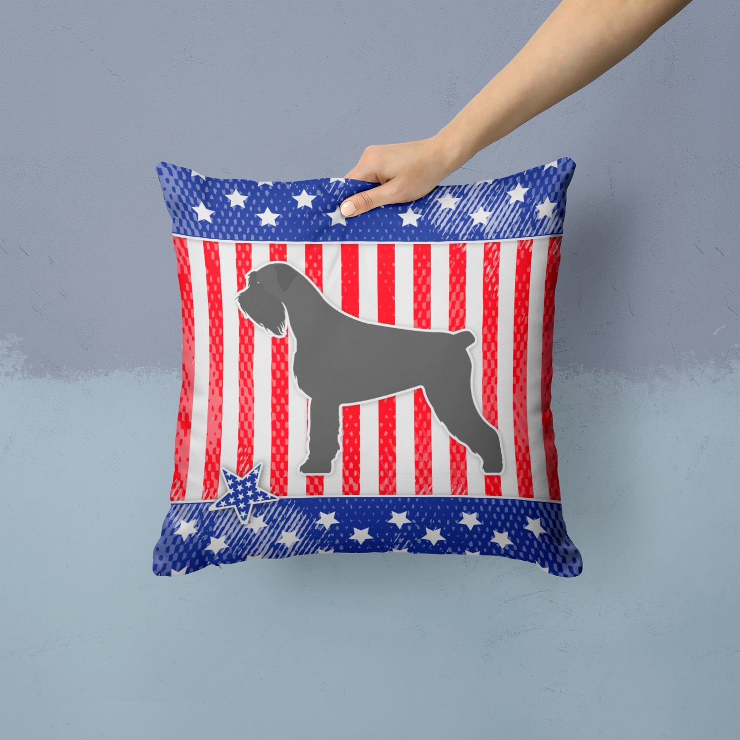 USA Patriotic Giant Schnauzer Fabric Decorative Pillow BB3373PW1414 - the-store.com