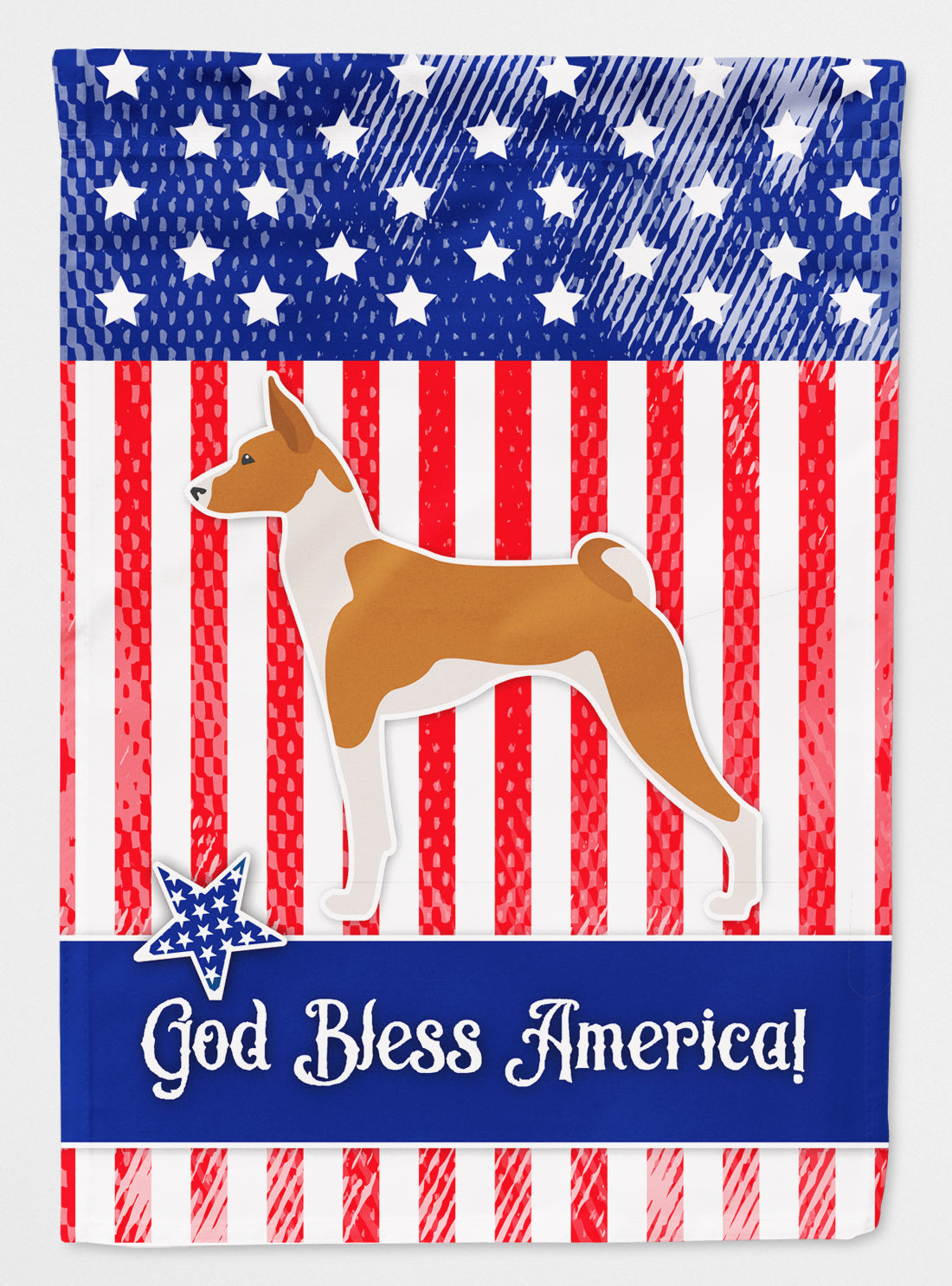 USA Patriotic Basenji Flag Canvas House Size BB3374CHF  the-store.com.