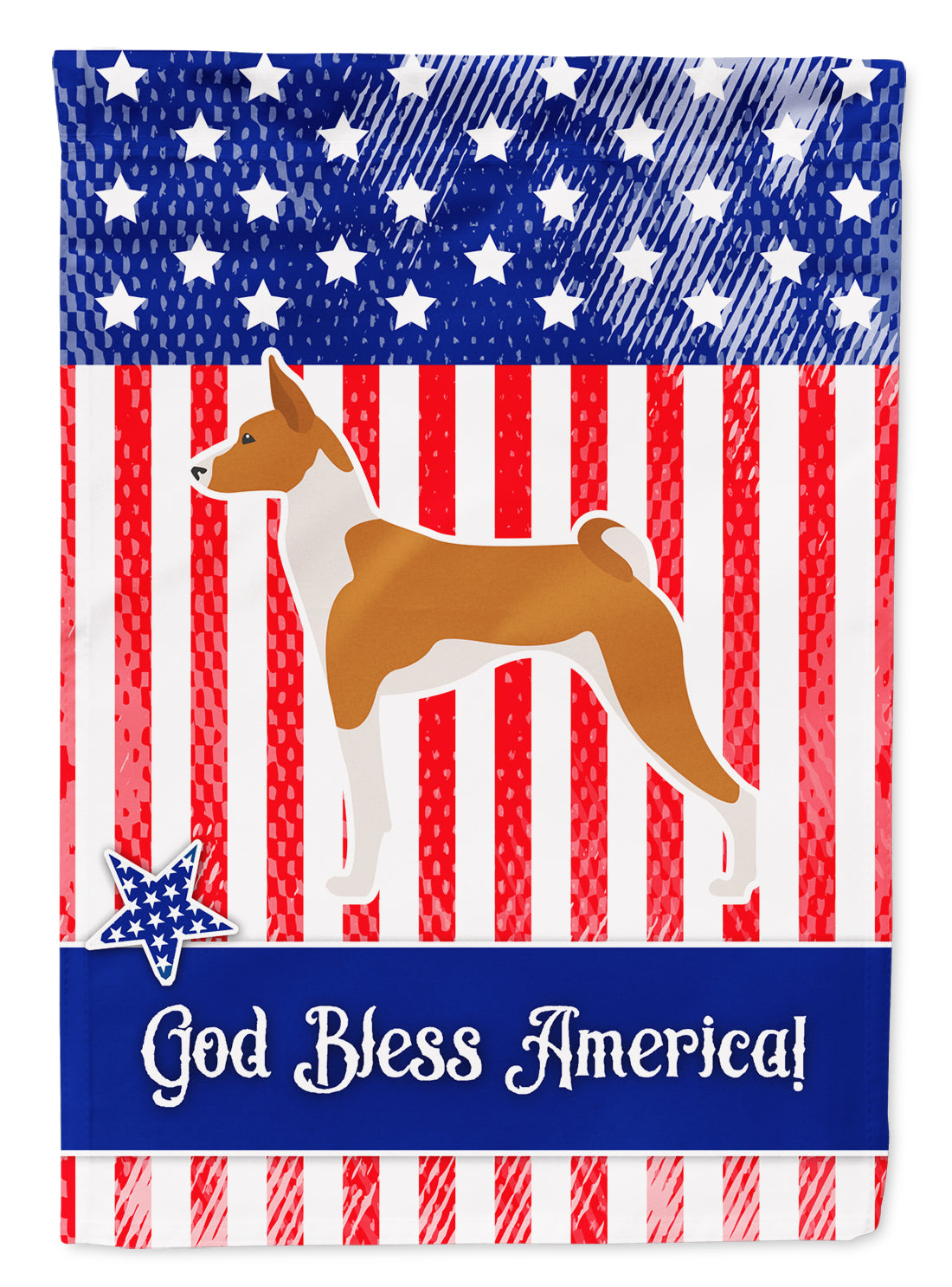 USA Patriotic Basenji Flag Garden Size BB3374GF  the-store.com.