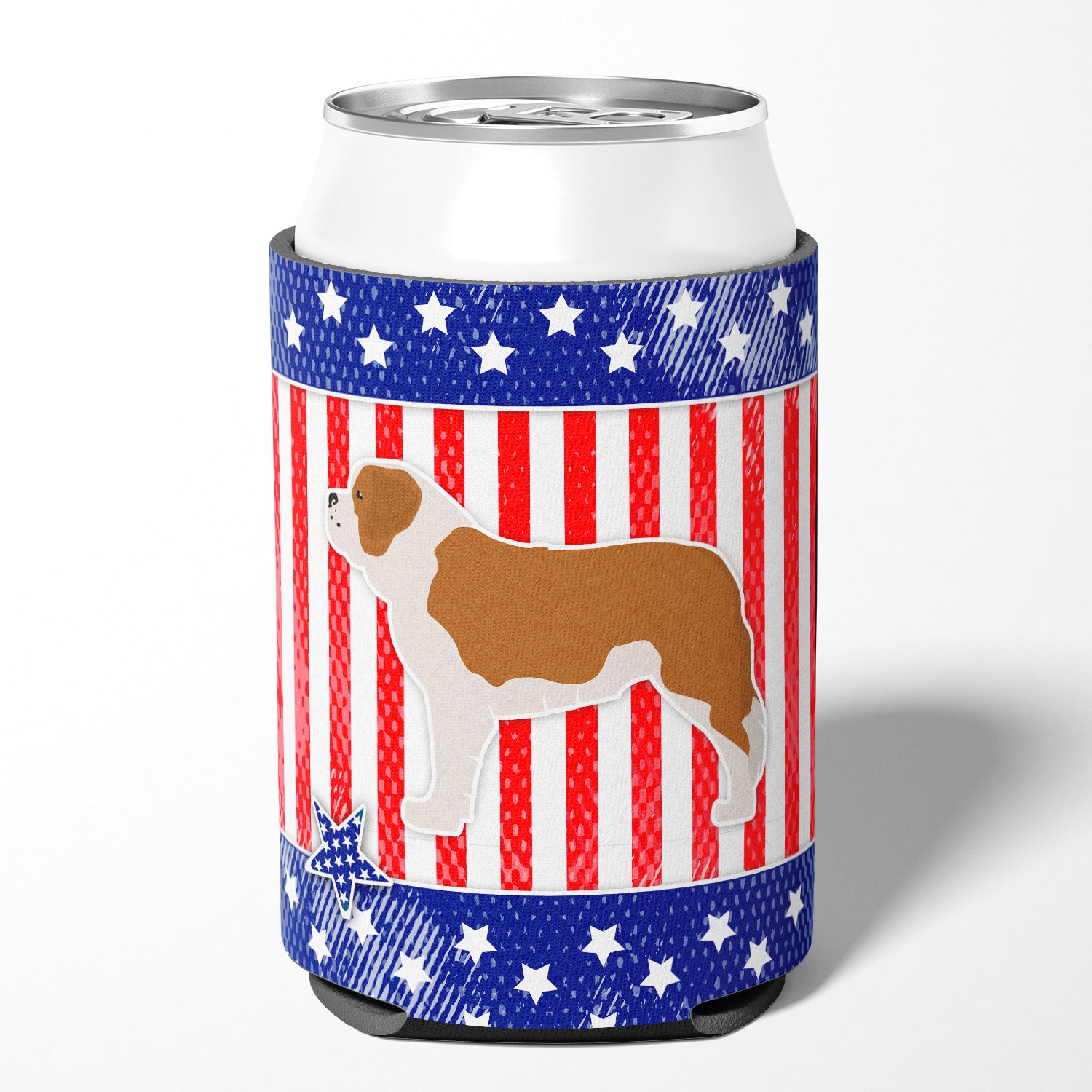 USA Patriotic Saint Bernard Can or Bottle Hugger BB3376CC  the-store.com.