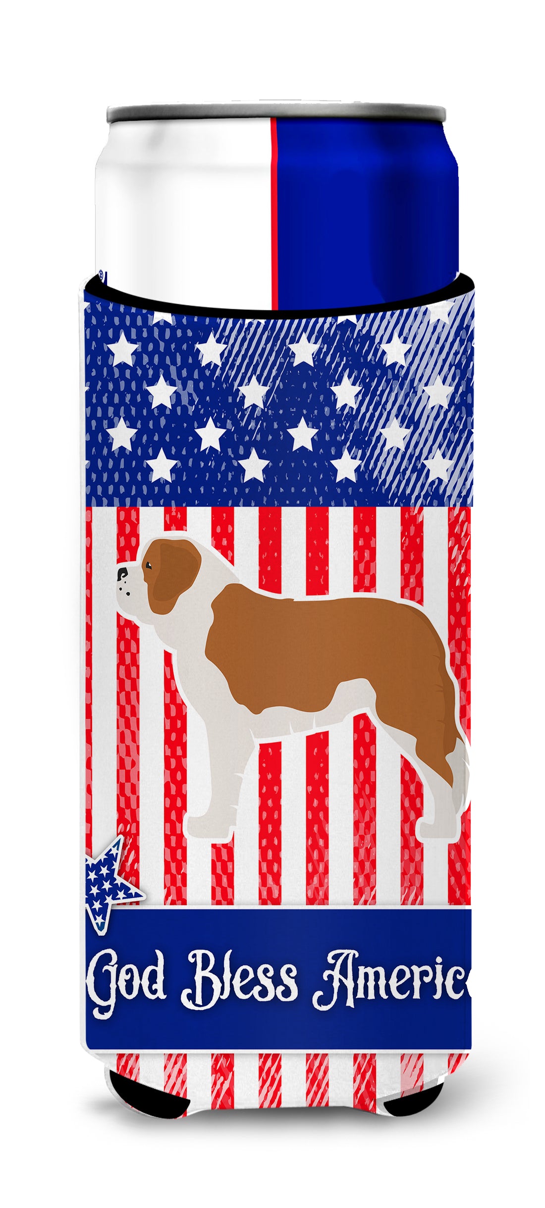 USA Patriotic Saint Bernard  Ultra Hugger for slim cans BB3376MUK  the-store.com.