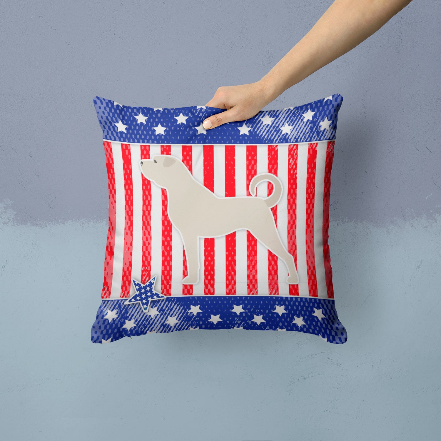 USA Patriotic Anatolian Shepherd Fabric Decorative Pillow BB3377PW1414 - the-store.com