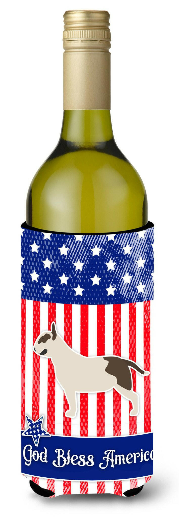 USA Patriotic Bull Terrier Wine Bottle Beverge Insulator Hugger BB3378LITERK by Caroline&#39;s Treasures