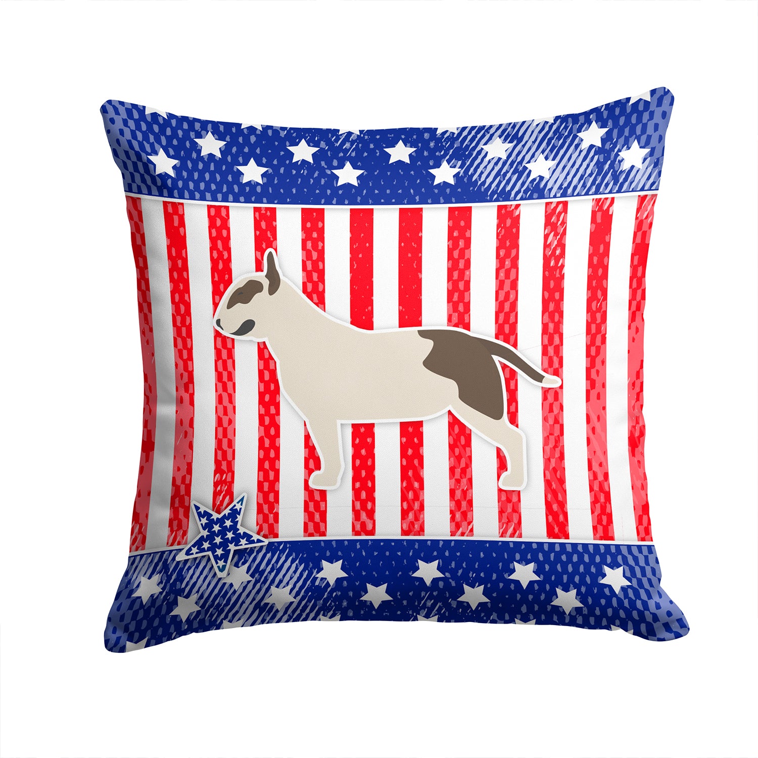 USA Patriotic Bull Terrier Fabric Decorative Pillow BB3378PW1414 - the-store.com