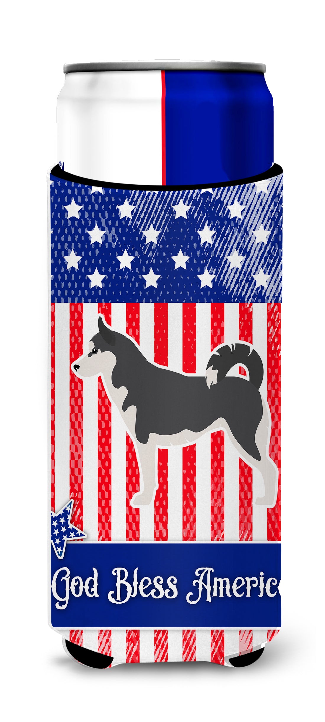 USA Patriotic Siberian Husky  Ultra Hugger for slim cans BB3380MUK  the-store.com.