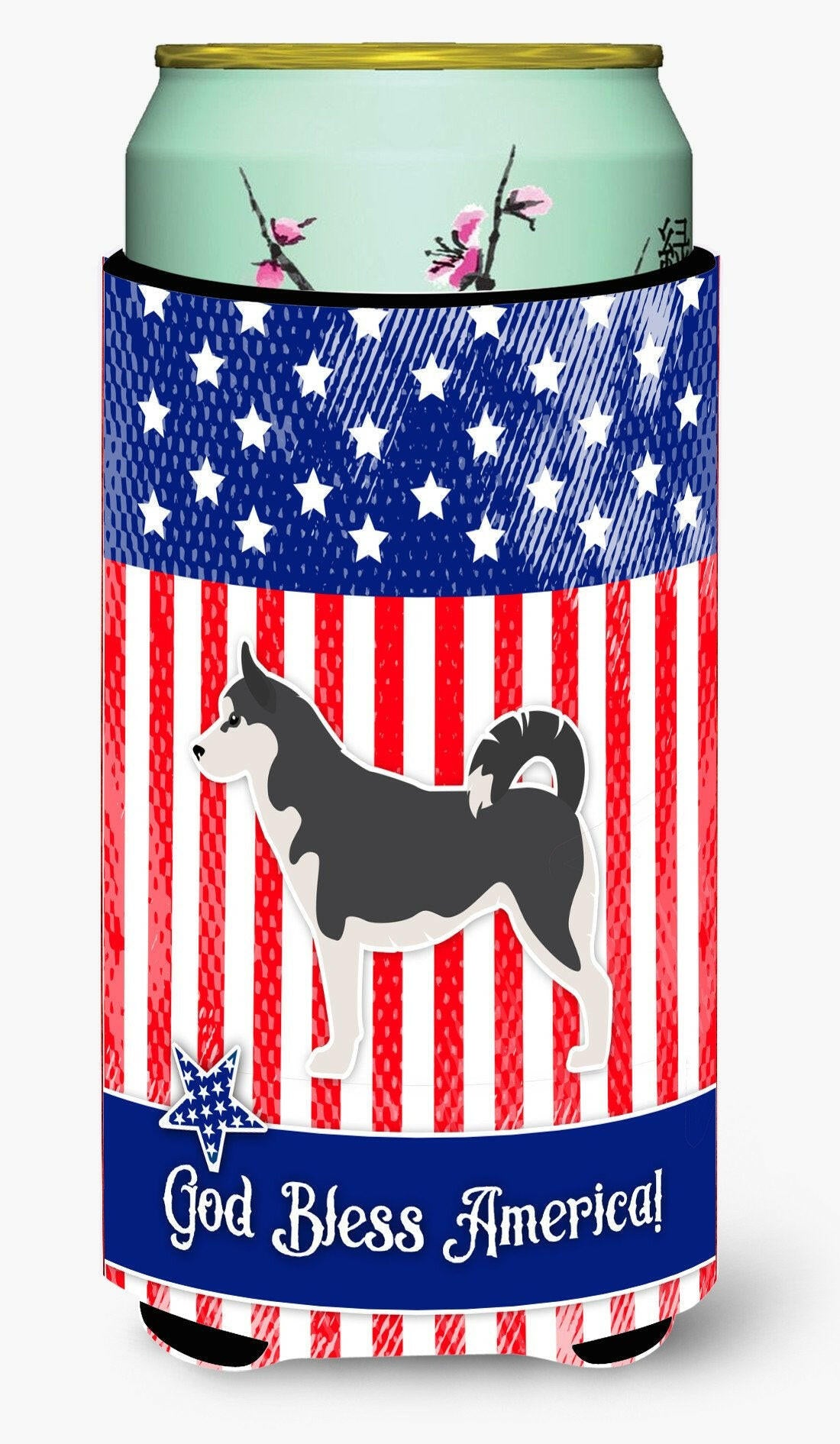 USA Patriotic Siberian Husky Tall Boy Beverage Insulator Hugger BB3380TBC by Caroline's Treasures