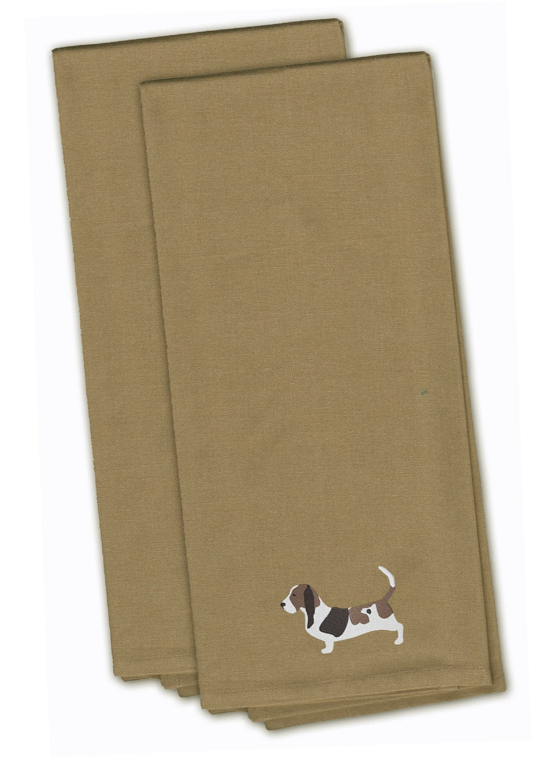 Basset Hound Tan Embroidered Kitchen Towel Set of 2 BB3402TNTWE by Caroline&#39;s Treasures