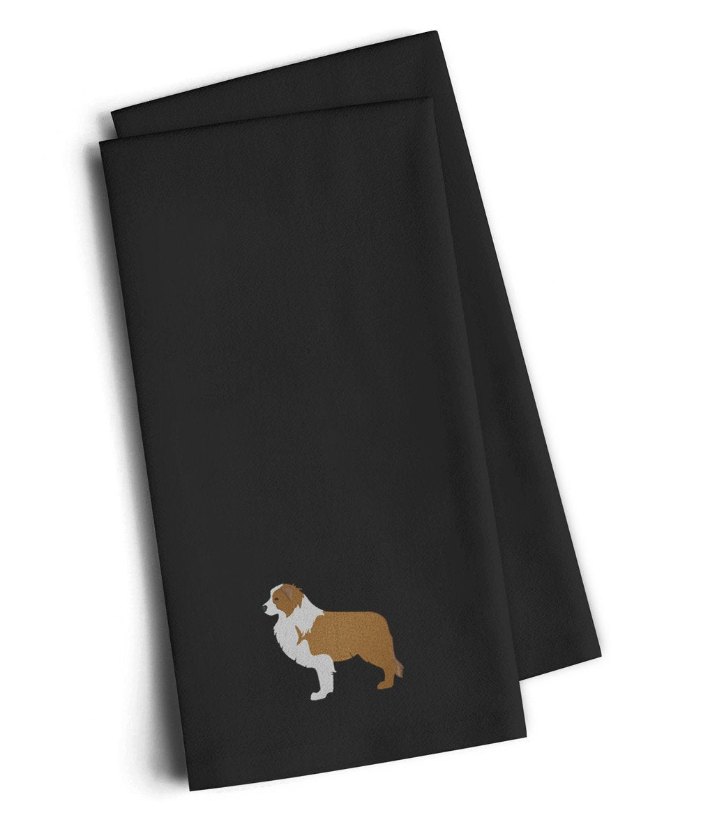 Red Border Collie Black Embroidered Kitchen Towel Set of 2 BB3422BKTWE by Caroline's Treasures