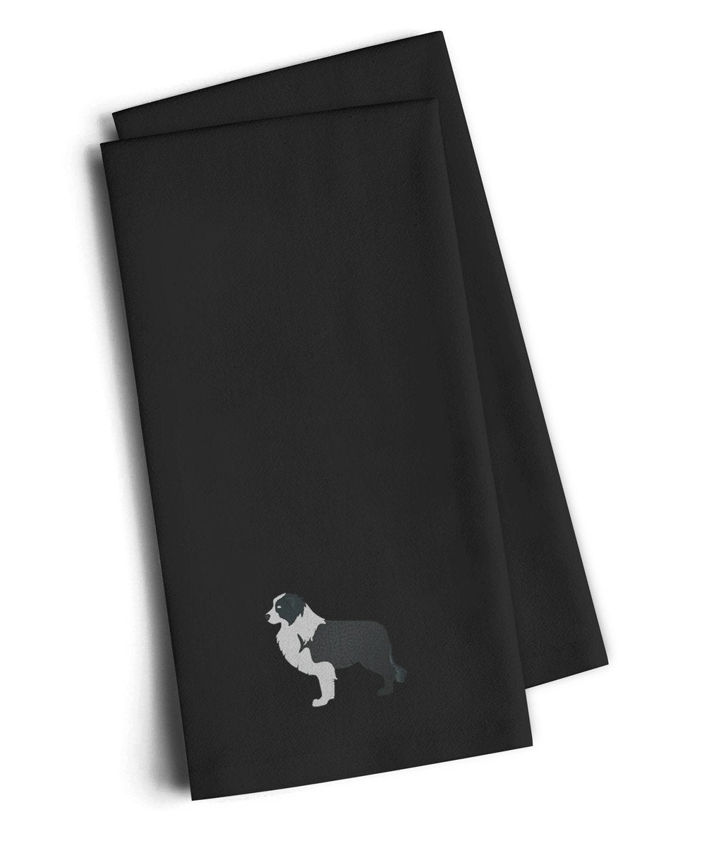 Black Border Collie Black Embroidered Kitchen Towel Set of 2 BB3423BKTWE by Caroline's Treasures