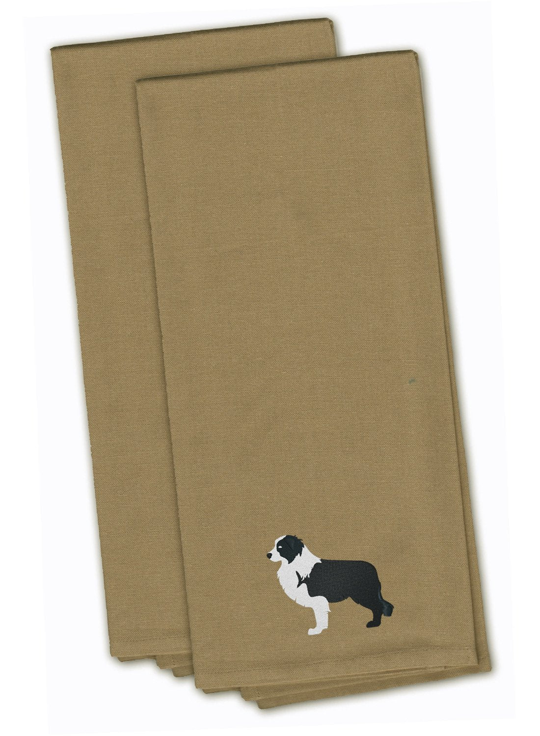 Black Border Collie Tan Embroidered Kitchen Towel Set of 2 BB3423TNTWE by Caroline's Treasures