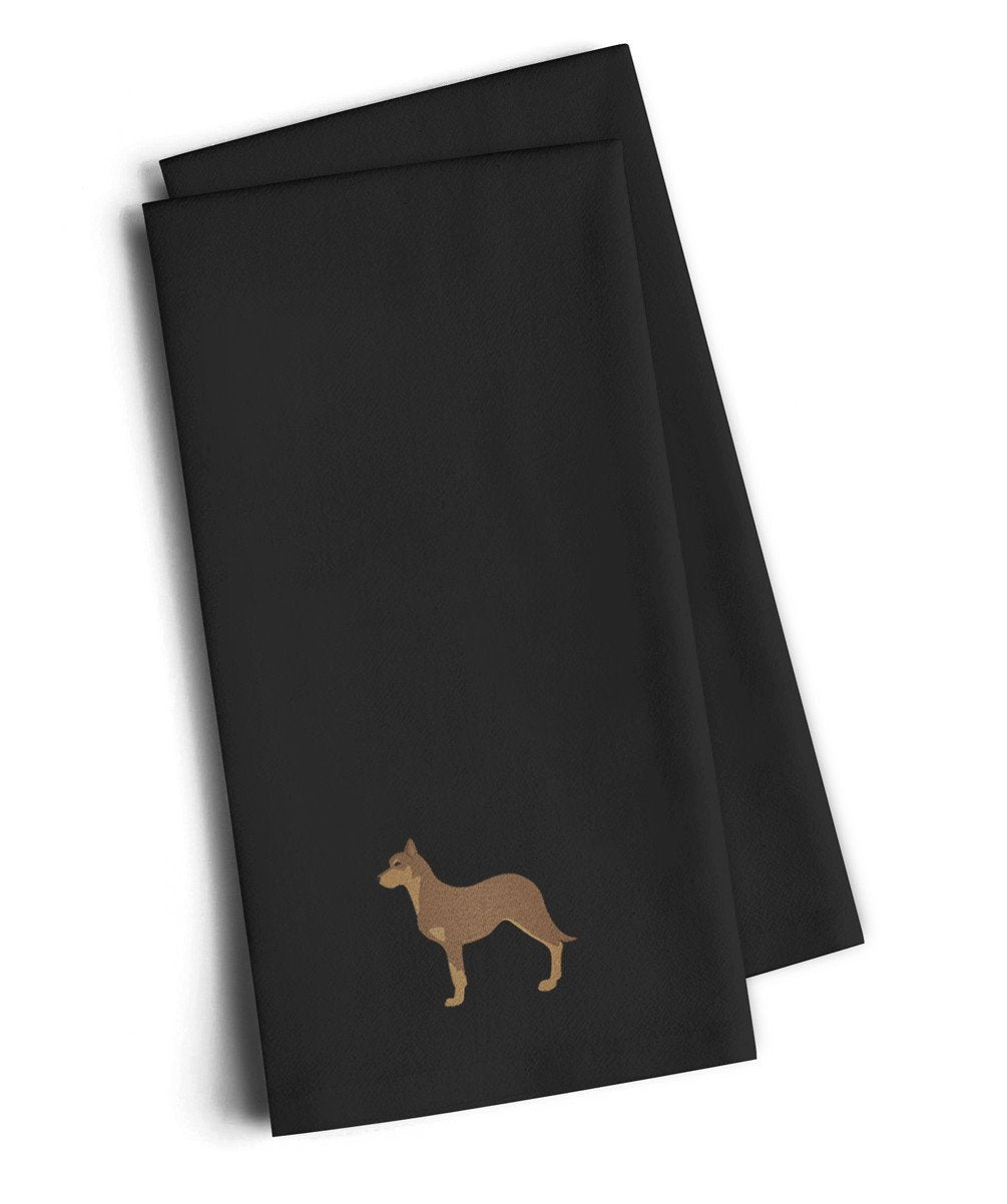 Australian Kelpie Dog Black Embroidered Kitchen Towel Set of 2 BB3429BKTWE by Caroline&#39;s Treasures